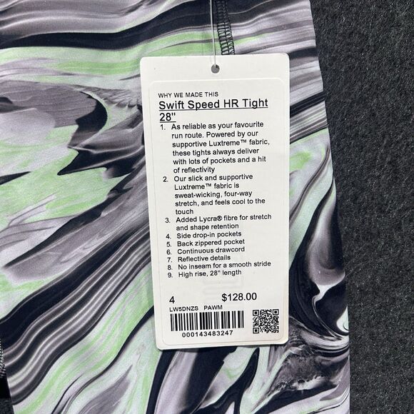Lululemon Swiftly Speed HR Tight 28” Paint Glide Warp Multi Size 4 NWT - Picture 6 of 9